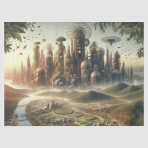 Decoupage Steampunk Garden City Fantasy City Tissue Paper