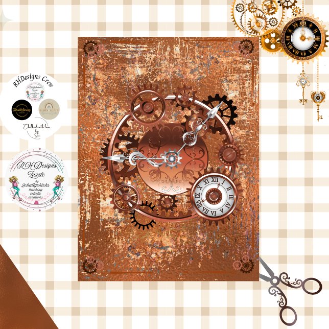 Decoupage Steampunk Gears Clock Face Tissue Paper (Creator Uploaded)