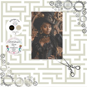 Decoupage Steampunk Gears Clocks Black Woman Tissue Paper