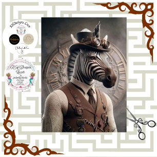 Decoupage Steampunk Gentleman Zebra Regalia  Tissue Paper