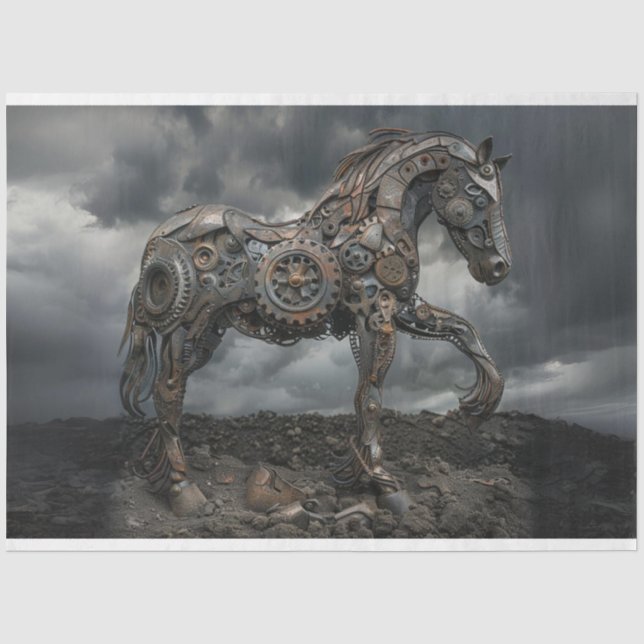 Decoupage Steampunk Horse Ironhoof  Tissue Paper (Front)