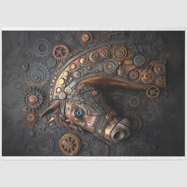 Decoupage Steampunk Iron Horse  Tissue Paper (Front)