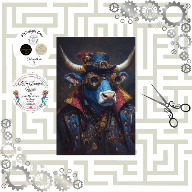 Decoupage Steampunk Mechanical Vintage Bull  Tissue Paper (Creator Uploaded)