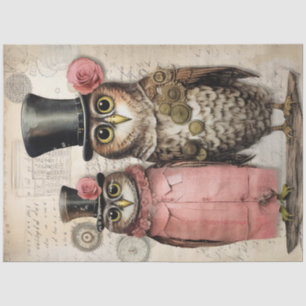 Decoupage Steampunk Mr. & Mrs Owl Scrapbooking  Tissue Paper