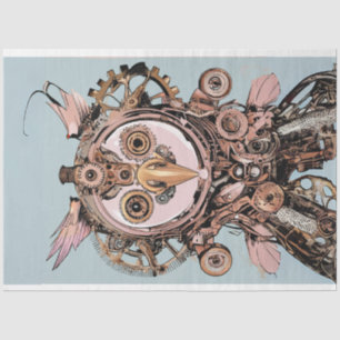 Decoupage Steampunk Pink Owl Gizmo Hootsworth Tissue Paper