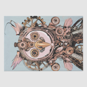 Decoupage Steampunk Pink Owl Gizmo Hootsworth Tissue Paper