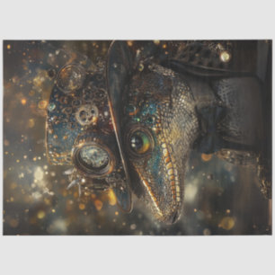 Decoupage Steampunk Sport Lizard Gold Green  Tissue Paper