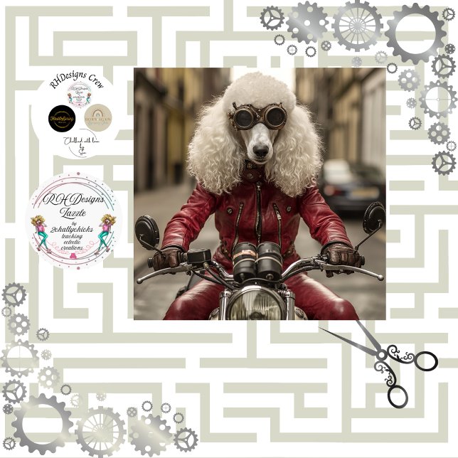 Decoupage Steampunk Standard Poodle Motorcycle Tissue Paper (Creator Uploaded)