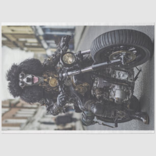 Decoupage Steampunk Standard Poodle Motorcyclist  Tissue Paper