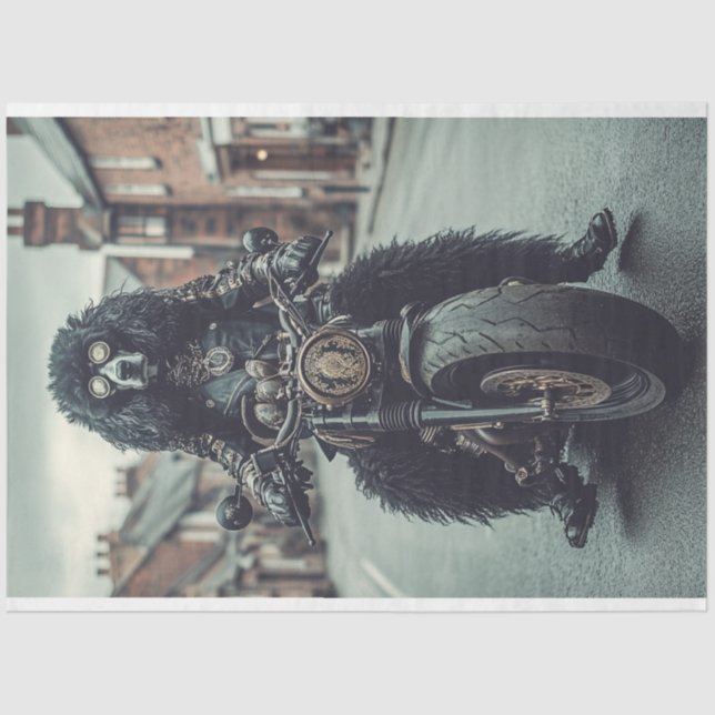 Decoupage Steampunk Standard Poodle Riding Bike  Tissue Paper (Front)