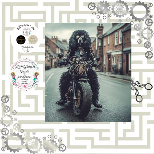 Decoupage Steampunk Standard Poodle Riding Bike  Tissue Paper