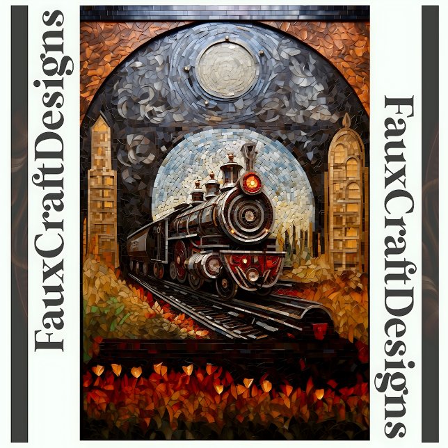 Decoupage Steampunk Train Loco Faux Mosaic 039 Tissue Paper (Creator Uploaded)