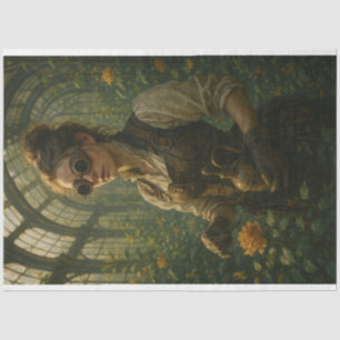 Decoupage Steampunk Victorian Gardener Art Tissue Paper