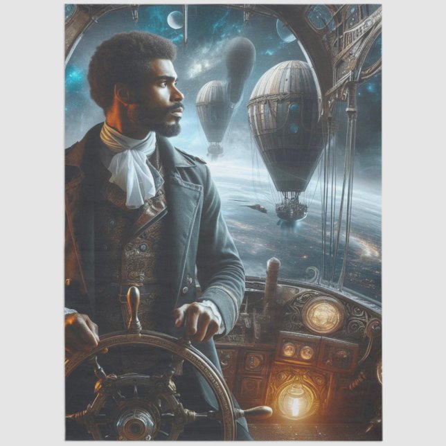Decoupage Steampunk Victorian Space Air Captain Tissue Paper (Creator Uploaded)