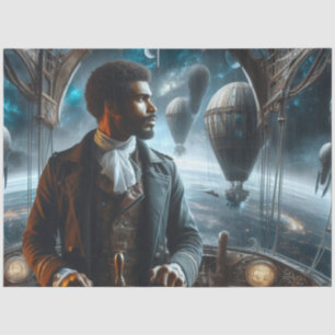Decoupage Steampunk Victorian Space Air Captain Tissue Paper