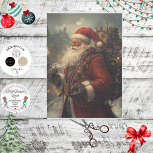 Decoupage Steampunk Vintage Santa Claus Tissue Paper