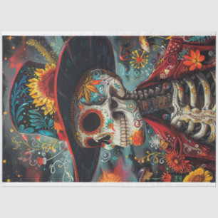 Decoupage Sugar Skulls Vibrant Coloured Mexican Ar Tissue Paper