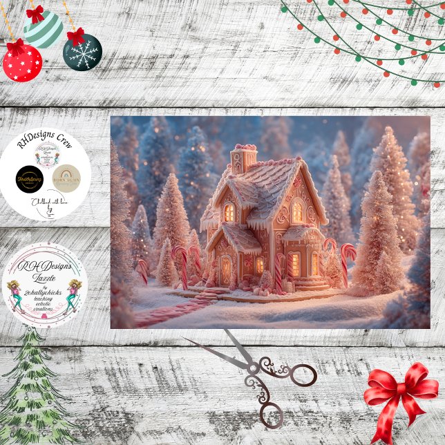 Decoupage Sugary Winter Ginger Bread House  Tissue Paper (Creator Uploaded)