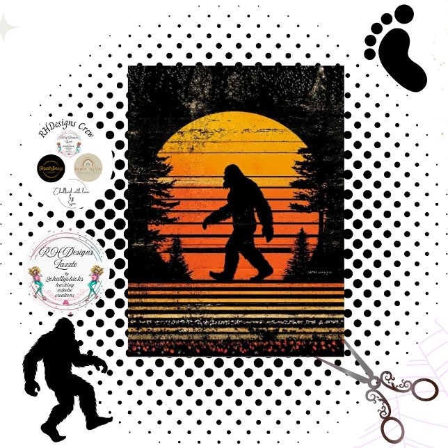 Decoupage Sunset Bigfoot Silhouette Walking  Tissue Paper (Creator Uploaded)