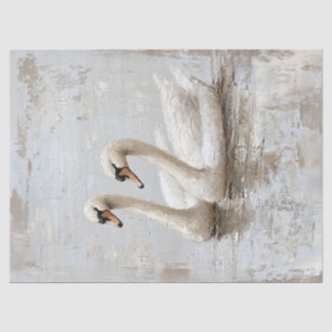 Decoupage Swan Pair Oil Painting Tissue Paper