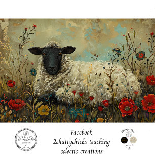 Decoupage Textured Botanical Sheep Artwork Tissue Paper