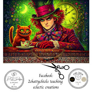 Decoupage Timekeeper Grinning Cat Tea Party  Tissue Paper