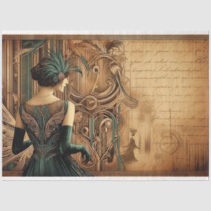 Decoupage Tissue Paper Art Deco Lady