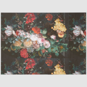 Decoupage Tissue Paper Dark Floral Roses