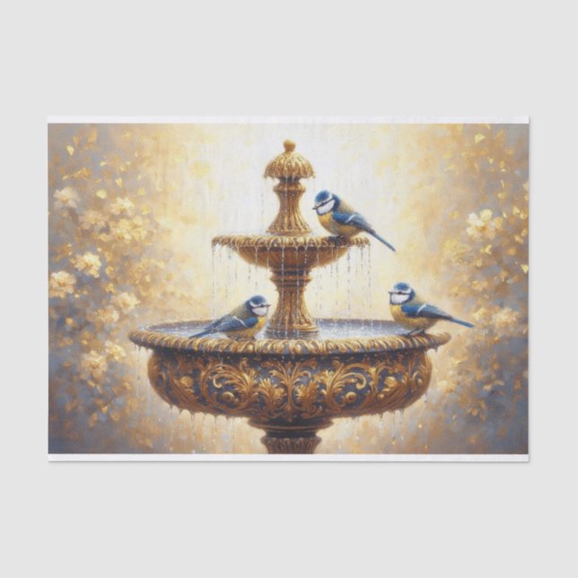Decoupage Tissue Paper French Garden Birds,  (Front)