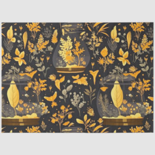 Decoupage Tissue Paper Gold Plants Terrariums 