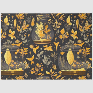 Decoupage Tissue Paper Gold Plants Terrariums