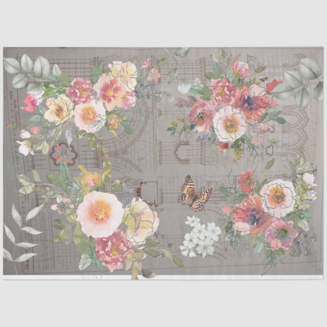 Decoupage tissue paper gothic floral design (Front)