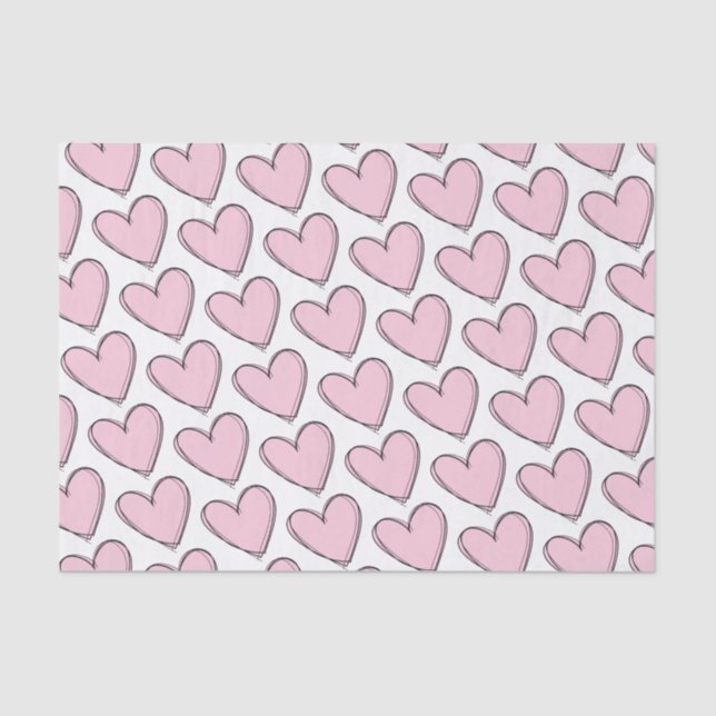 Decoupage Tissue Paper - Pink Hearts (Front)