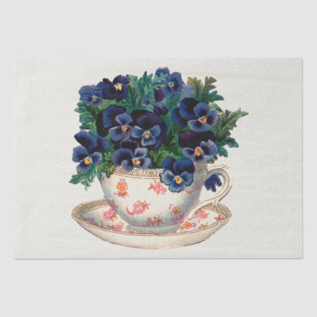 DECOUPAGE TISSUE PAPER : VINTAGE TEACUP (Front)