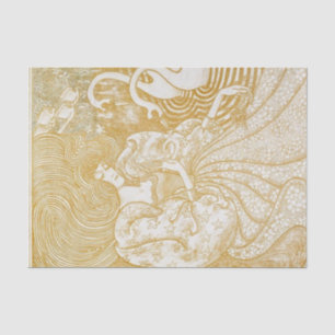 Decoupage Tissue Paper Woman Swan Art Gold Yellow 