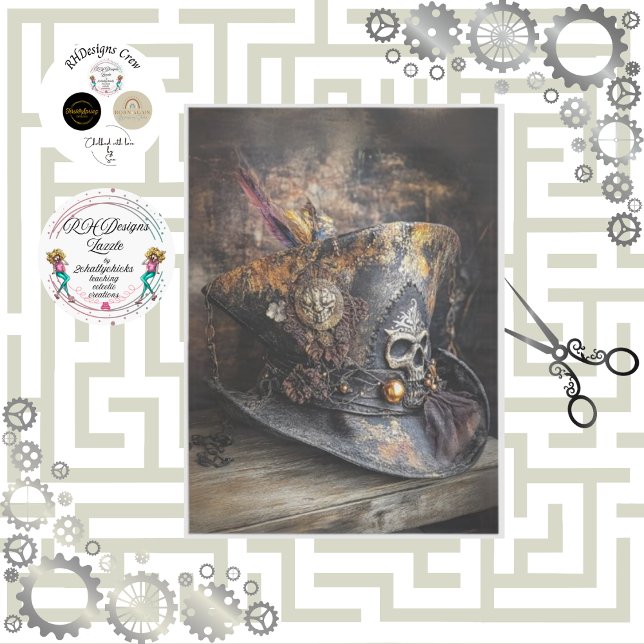 Decoupage Tricorn Rustic Pirate Hat Feather  Tissue Paper (Creator Uploaded)