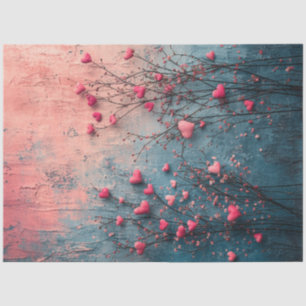 Decoupage Valentine Background Pink Teal & Hearts Tissue Paper