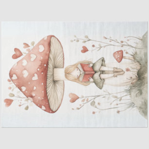 Decoupage Valentine Heart Mushroom & Girl  Tissue Paper