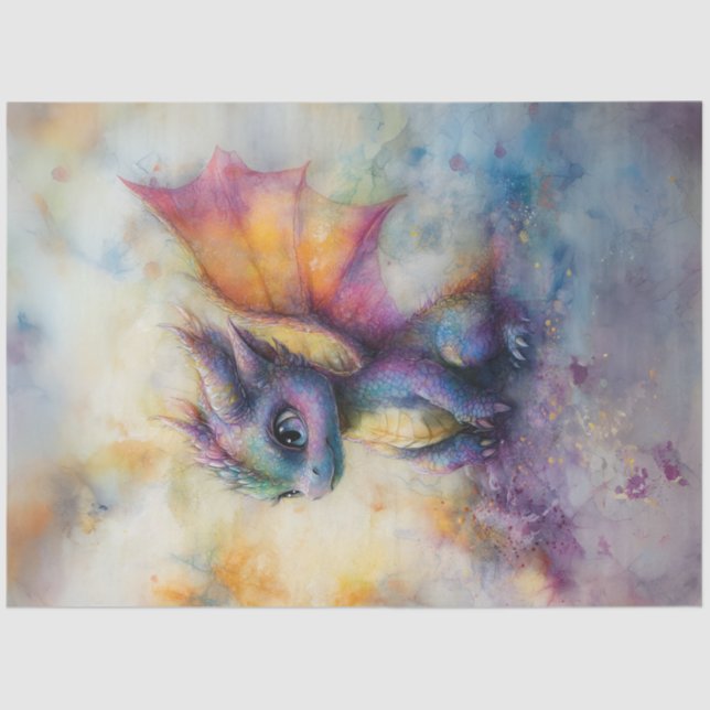 Decoupage Vibrant Baby Fantasy Dragon  Tissue Paper (Front)