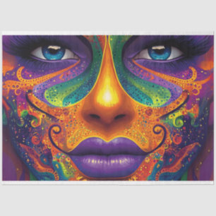 Decoupage Vibrant Coloured Mardi Gras Mask  Tissue Paper