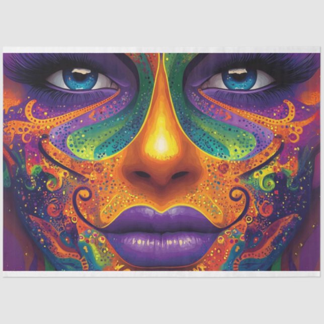 Decoupage Vibrant Coloured Mardi Gras Mask  Tissue Paper (Front)