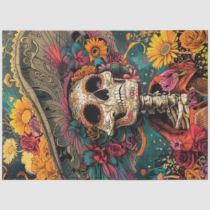 Decoupage Vibrant Lady Day of Dead Tissue Paper