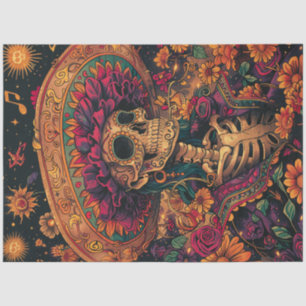 Decoupage Vibrant Lady Day of Dead with Sombrero  Tissue Paper