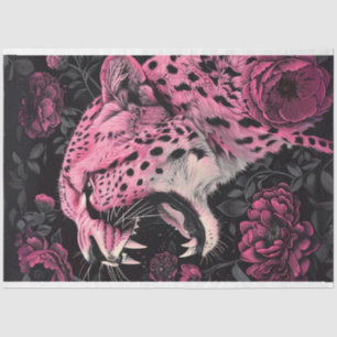 Decoupage Vibrant Pink Black Coloured Cheetah  Tissue Paper