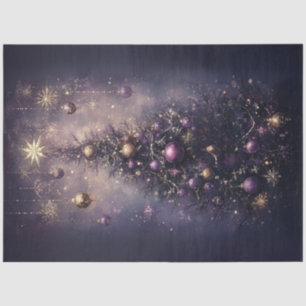 Decoupage Vibrant Purple Gold Christmas Tree Tissue Paper