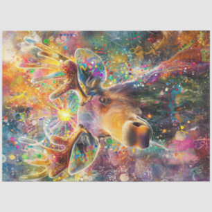 Decoupage Vibrant Whimsical Moose Digital Art Tissue Paper