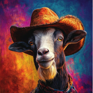 Decoupage Vibrantly Coloured Goat Western Hat Tissue Paper