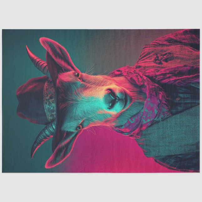 Decoupage Vibrantly Photo of Farmer Goat  Tissue Paper (Front)