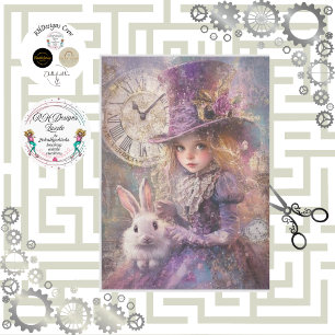 Decoupage Victorian Alice Wonderland Theme Artwork Tissue Paper
