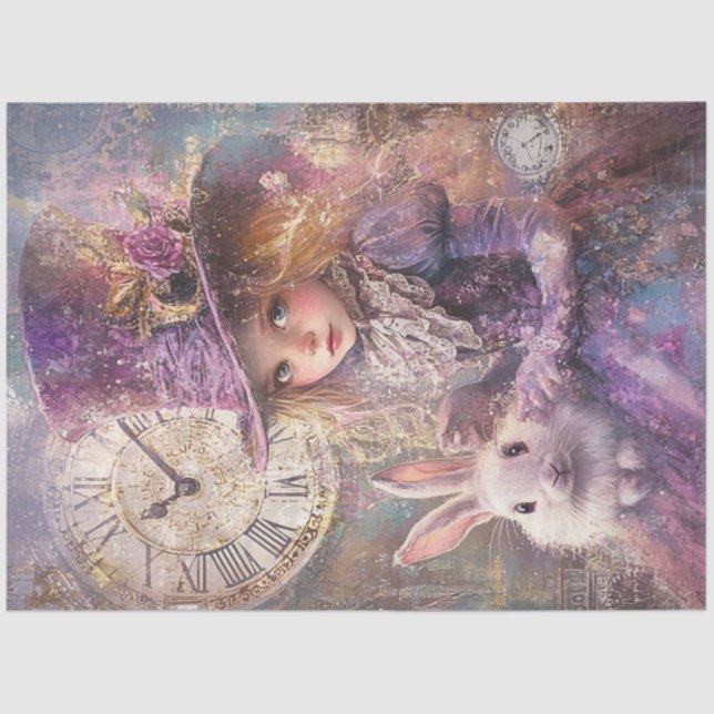 Decoupage Victorian Alice Wonderland Theme Artwork Tissue Paper (Front)